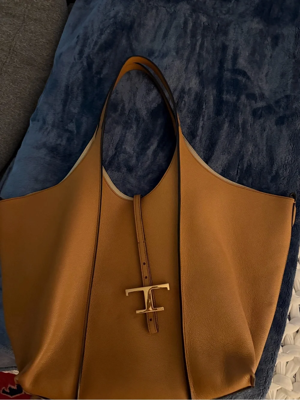 Tod's Cognac Leather Tote with Gold T Hardware